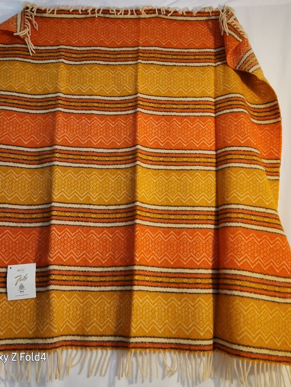 Handwoven Orange & Yellow Decorative Throw Blanket/ Faribo